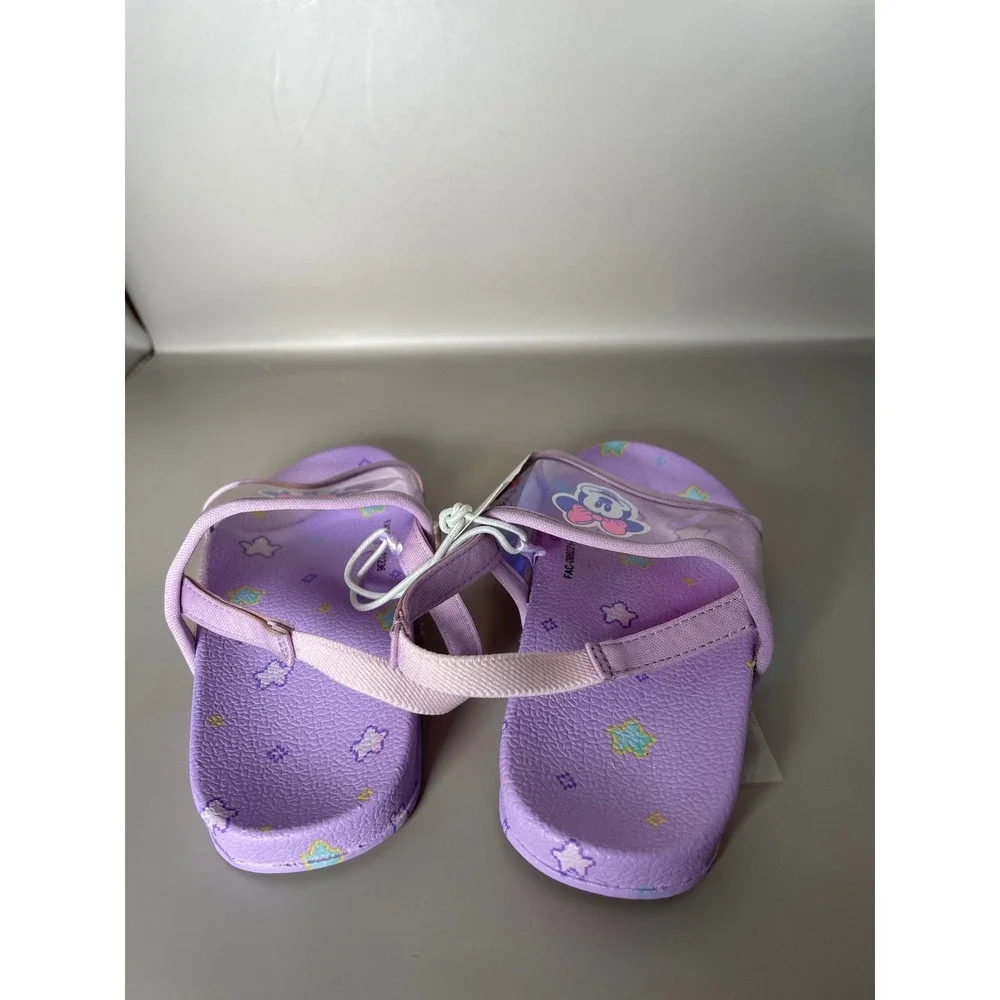 Disney Minnie Mouse Toddler Girls Purple Iridescent Slide Sandals Size 7/8 NEW